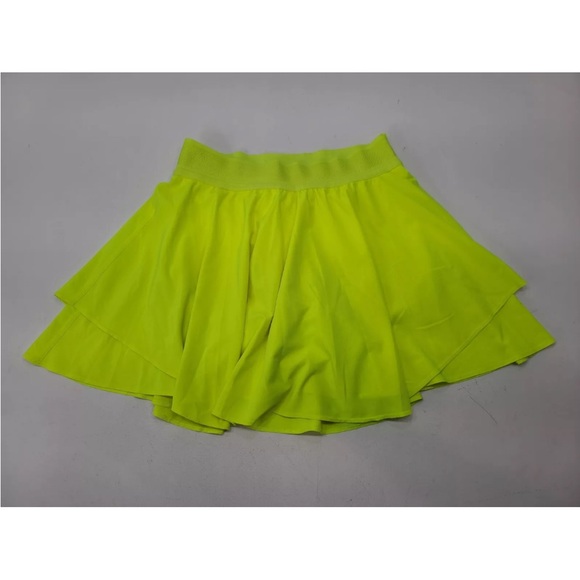 Lululemon Court Rival Perforated High Rise Skirt Long Highlighter Yellow… - Picture 2 of 10